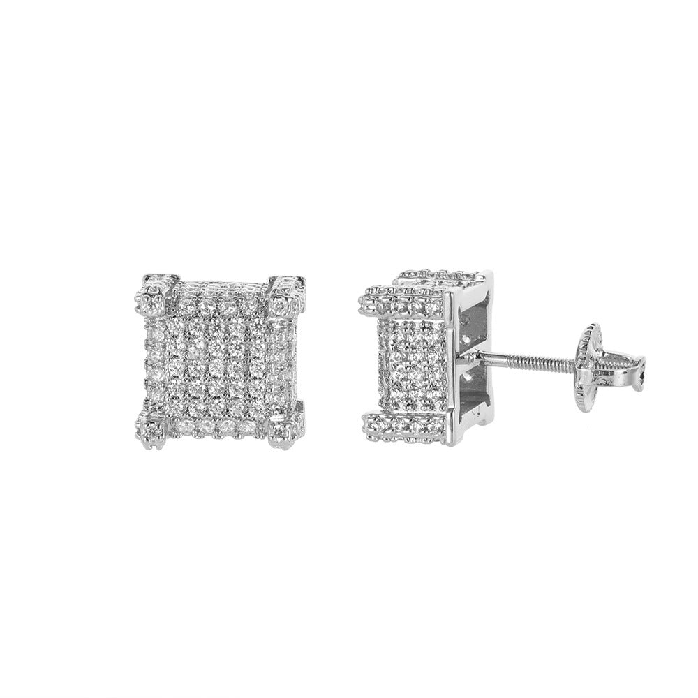 Diamond Square Stud Earrings