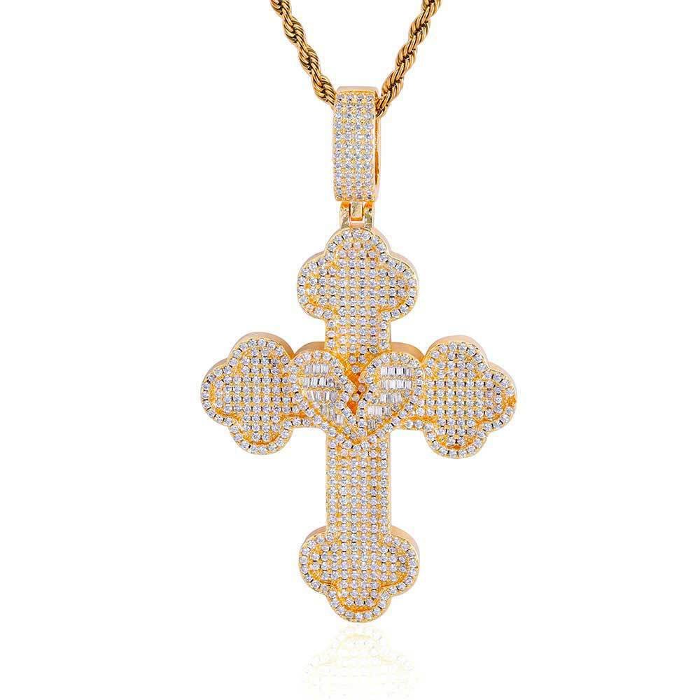 Heart Broken Cross Diamond Pendant