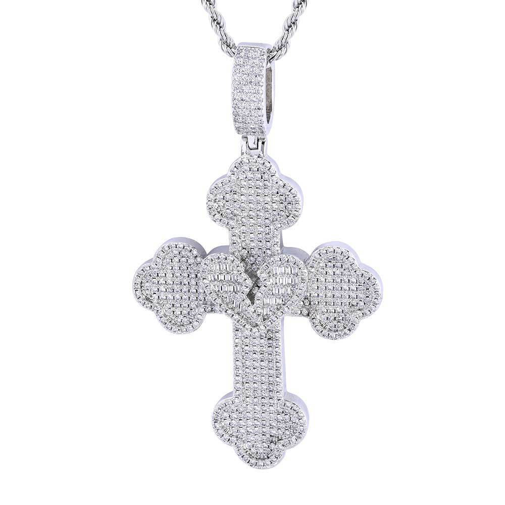 Heart Broken Cross Diamond Pendant