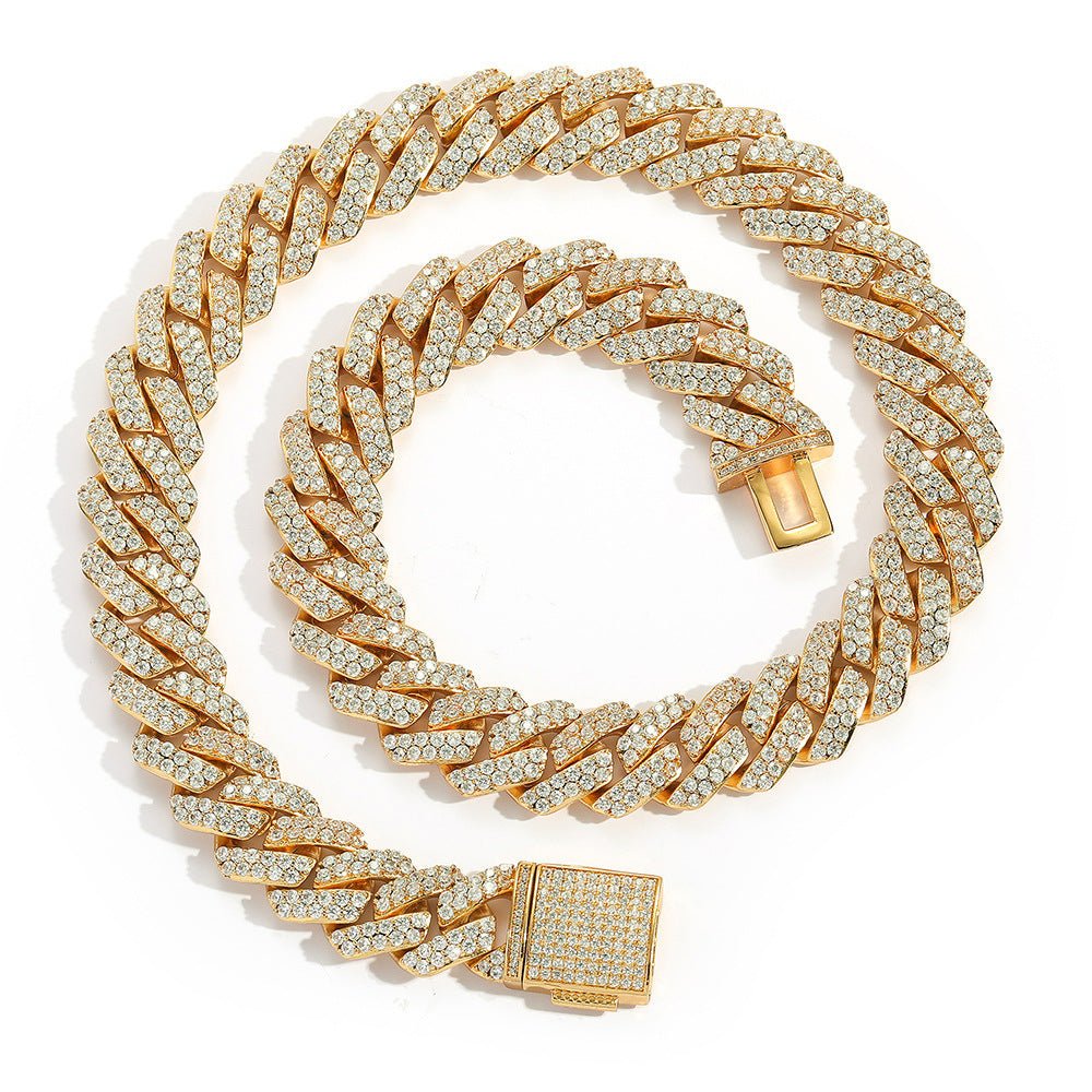 Two Row Diamond Miami Cuban Link Chain-All Sizes